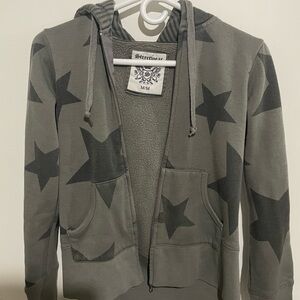 Gray-Green Star Zip Hoodie